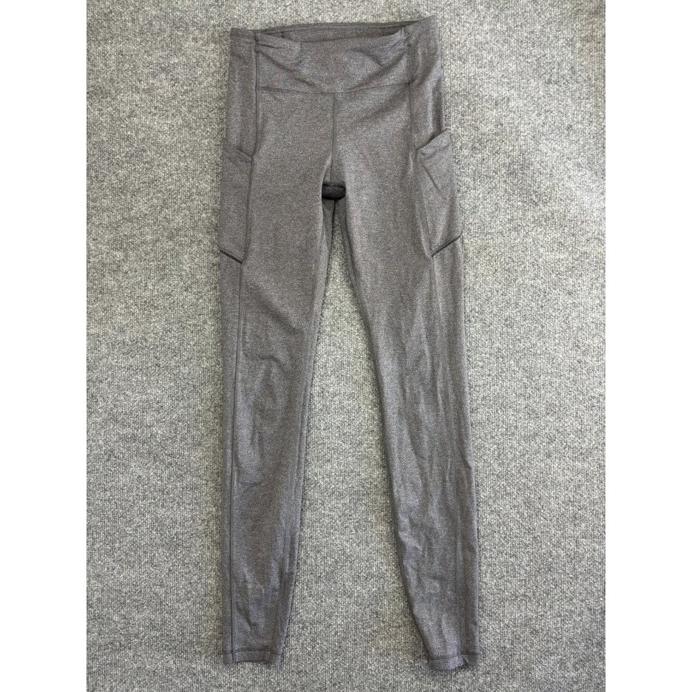 Lululemon Leggings Womens 6 Gray High Rise Side Pockets Back Zip Yoga Running